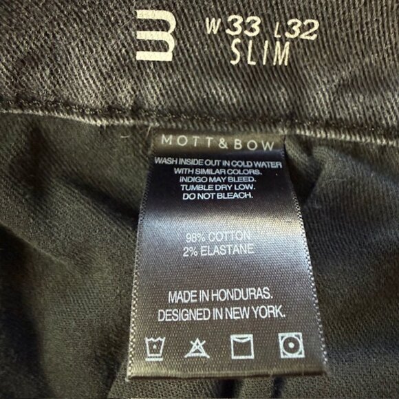 Mott & Bow Slim Fit Stone Jeans Men 33x32 Dark Grey Stretch Zip Fly - Picture 4 of 13